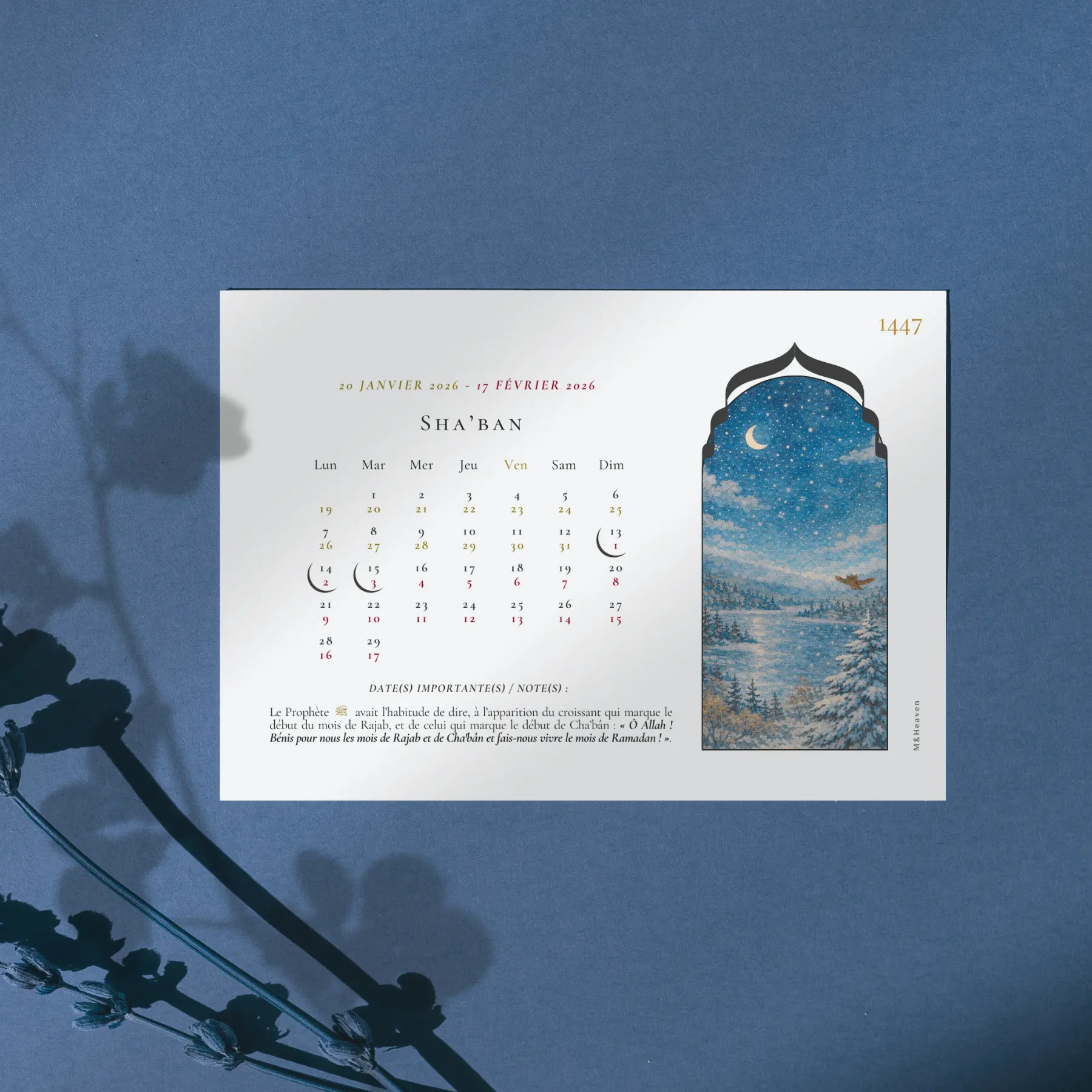 Le mois de Sha'ban du calendrier hégirien 1447 - M&Heaven, illustré dans un univers Tendre