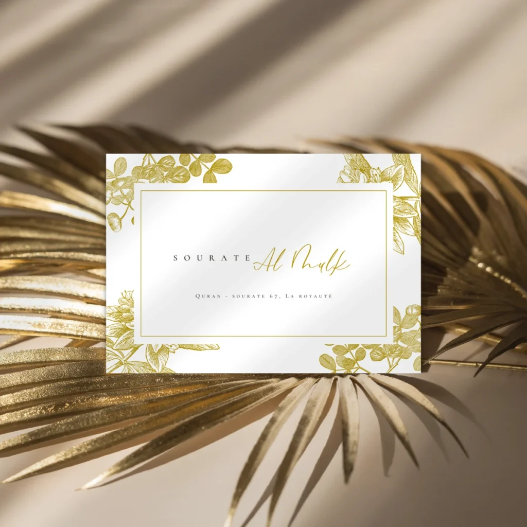 Cartes d'apprentissage de la sourate Al-Mulk - M&Heaven