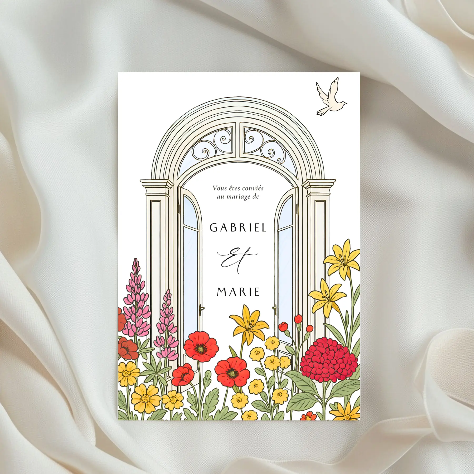 Faire-part de mariage Au seuil du bonheur, faire-part de mariage élégant et floral - M&Heaven