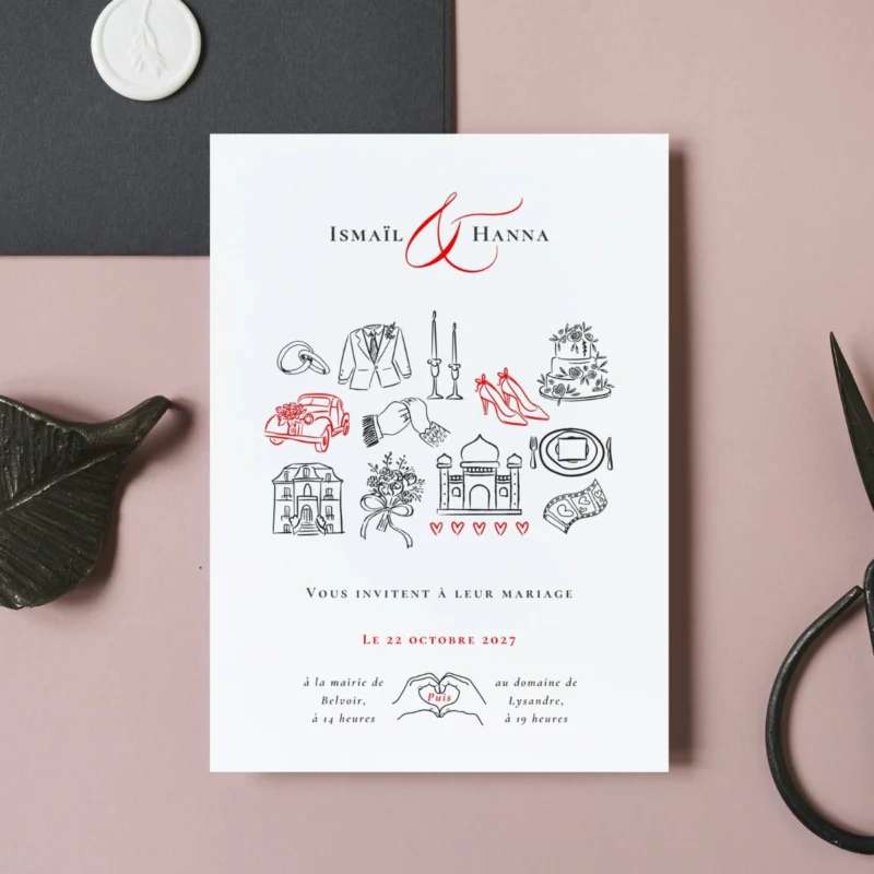 Faire-part de mariage Le Jour J'aime – Personnalisable